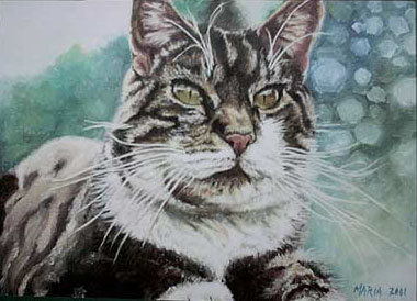 Commissioned oil painting of tabby cat II