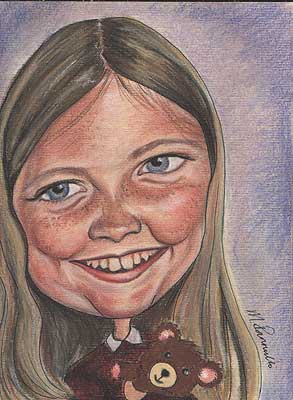 commissioned pastel caricature of young girl