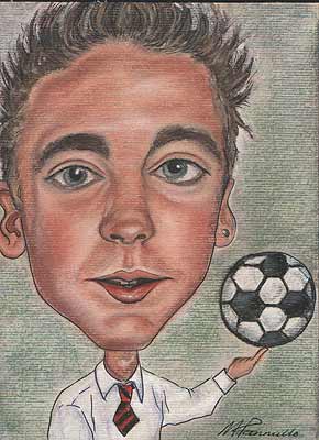 Commissioned pastel caricature of teenage boy