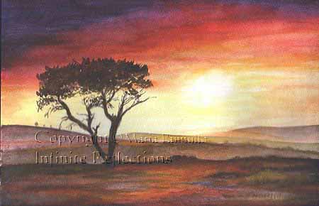watercolour painting entitled 'sunset'