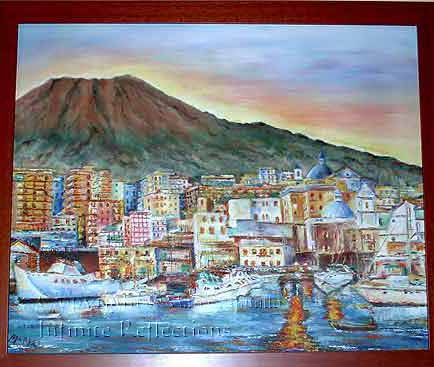 Commissioned oil painting of 'Torre Del Greco' in Italy