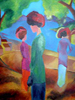 Oil Painting after Auguste Macke 'Lady in Green Jacket'
